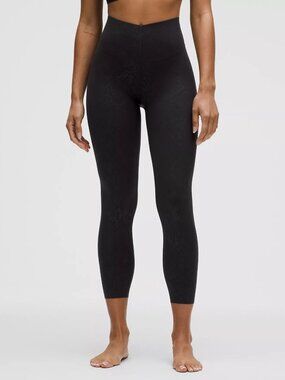 NWT Lululemon Glow Up Tight 25" SHR S4EB Snake Structure Emboss Black